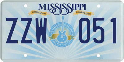 MS license plate ZZW051