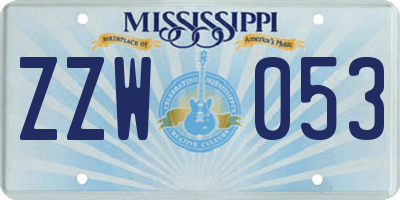 MS license plate ZZW053