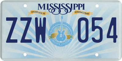 MS license plate ZZW054