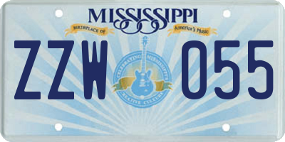 MS license plate ZZW055