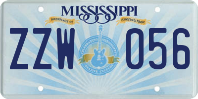 MS license plate ZZW056