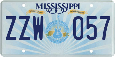 MS license plate ZZW057