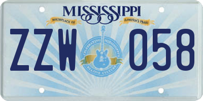 MS license plate ZZW058