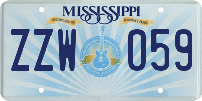 MS license plate ZZW059