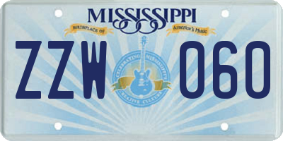 MS license plate ZZW060