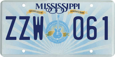 MS license plate ZZW061