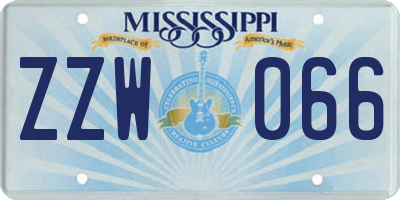 MS license plate ZZW066