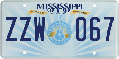 MS license plate ZZW067