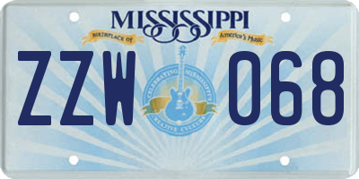 MS license plate ZZW068