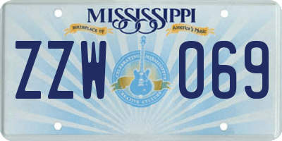 MS license plate ZZW069