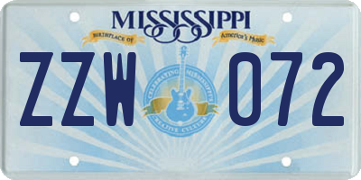 MS license plate ZZW072