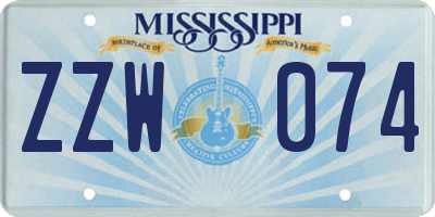 MS license plate ZZW074