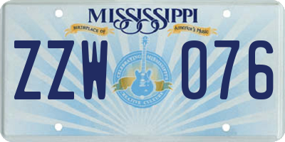 MS license plate ZZW076