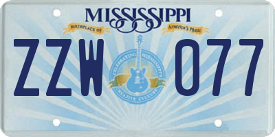 MS license plate ZZW077