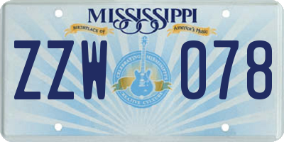 MS license plate ZZW078