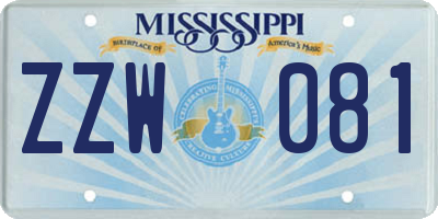 MS license plate ZZW081