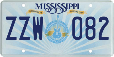 MS license plate ZZW082