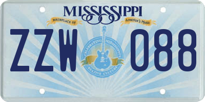 MS license plate ZZW088