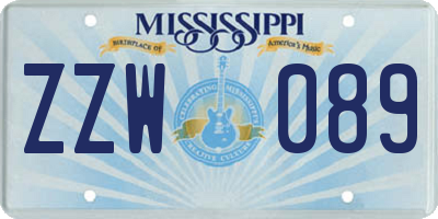 MS license plate ZZW089