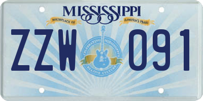 MS license plate ZZW091