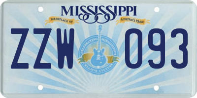 MS license plate ZZW093