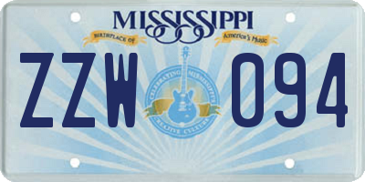 MS license plate ZZW094