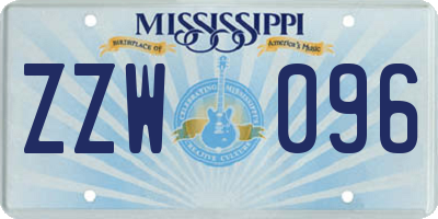 MS license plate ZZW096