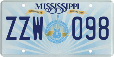 MS license plate ZZW098