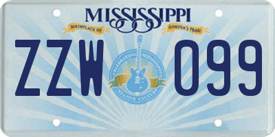 MS license plate ZZW099