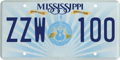 MS license plate ZZW100