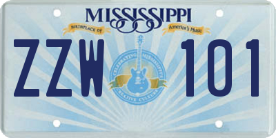 MS license plate ZZW101