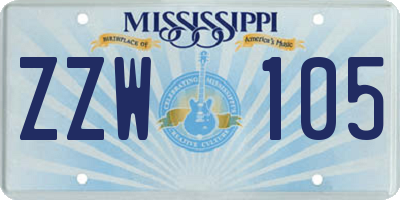 MS license plate ZZW105