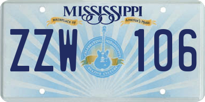 MS license plate ZZW106