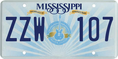 MS license plate ZZW107