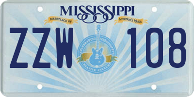 MS license plate ZZW108