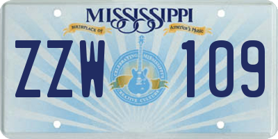 MS license plate ZZW109