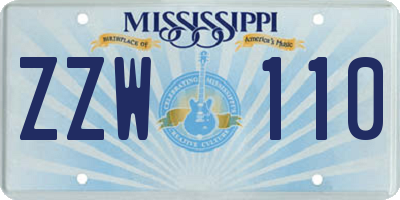 MS license plate ZZW110