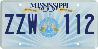 MS license plate ZZW112