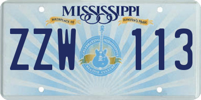 MS license plate ZZW113