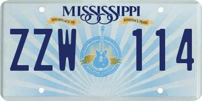 MS license plate ZZW114