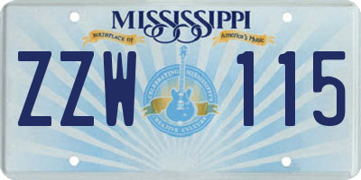 MS license plate ZZW115