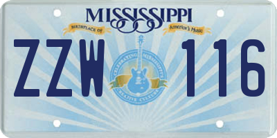 MS license plate ZZW116