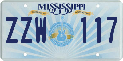 MS license plate ZZW117