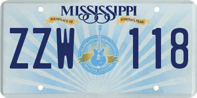 MS license plate ZZW118