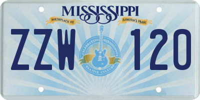 MS license plate ZZW120