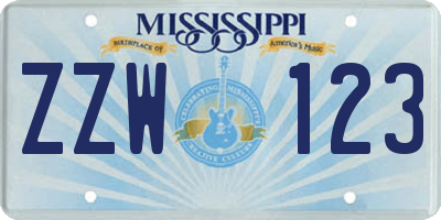 MS license plate ZZW123