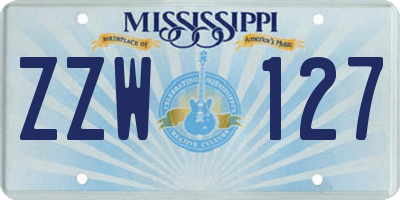 MS license plate ZZW127