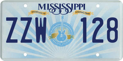 MS license plate ZZW128