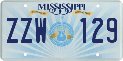 MS license plate ZZW129