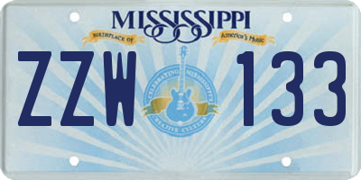 MS license plate ZZW133